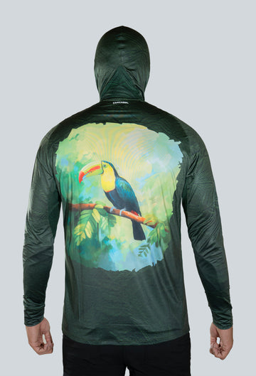 JERSEY CAPUCHA TUCAN TEXTURA VERDE HOJAS 8052