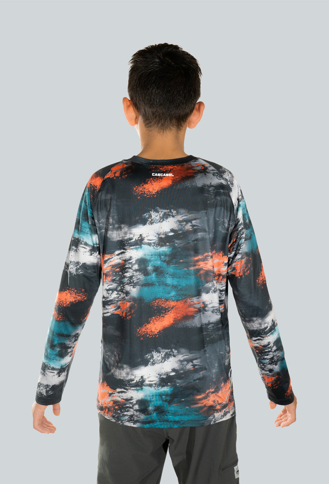Jersey estampado linea junior unisex cammo manchas azul naranja negro