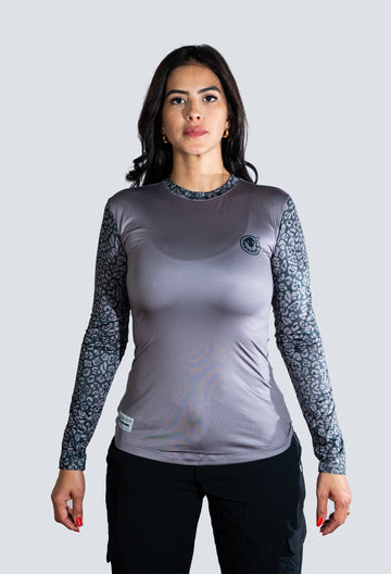 Jersey cuello redondo dama jaguar print gris