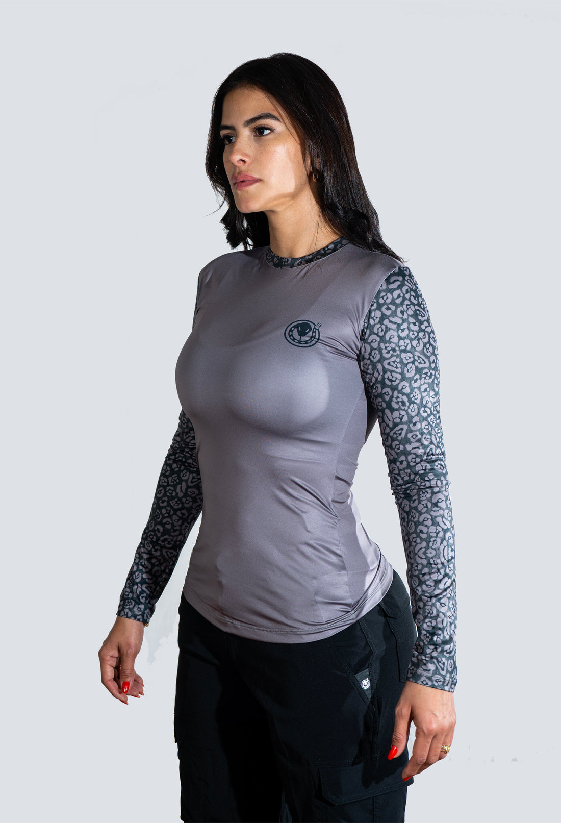Jersey cuello redondo dama jaguar print gris