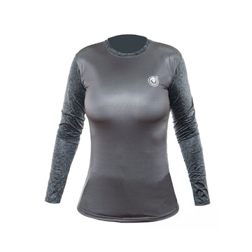 JPG165 JERSEY CUELLO REDONDO FIT DAMA JAGUAR PRINT GRIS 8006