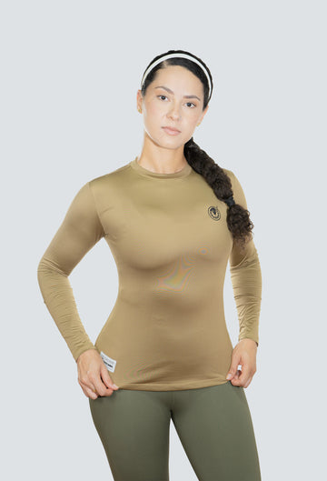 Jersey cuello redondo ocre fondo entero