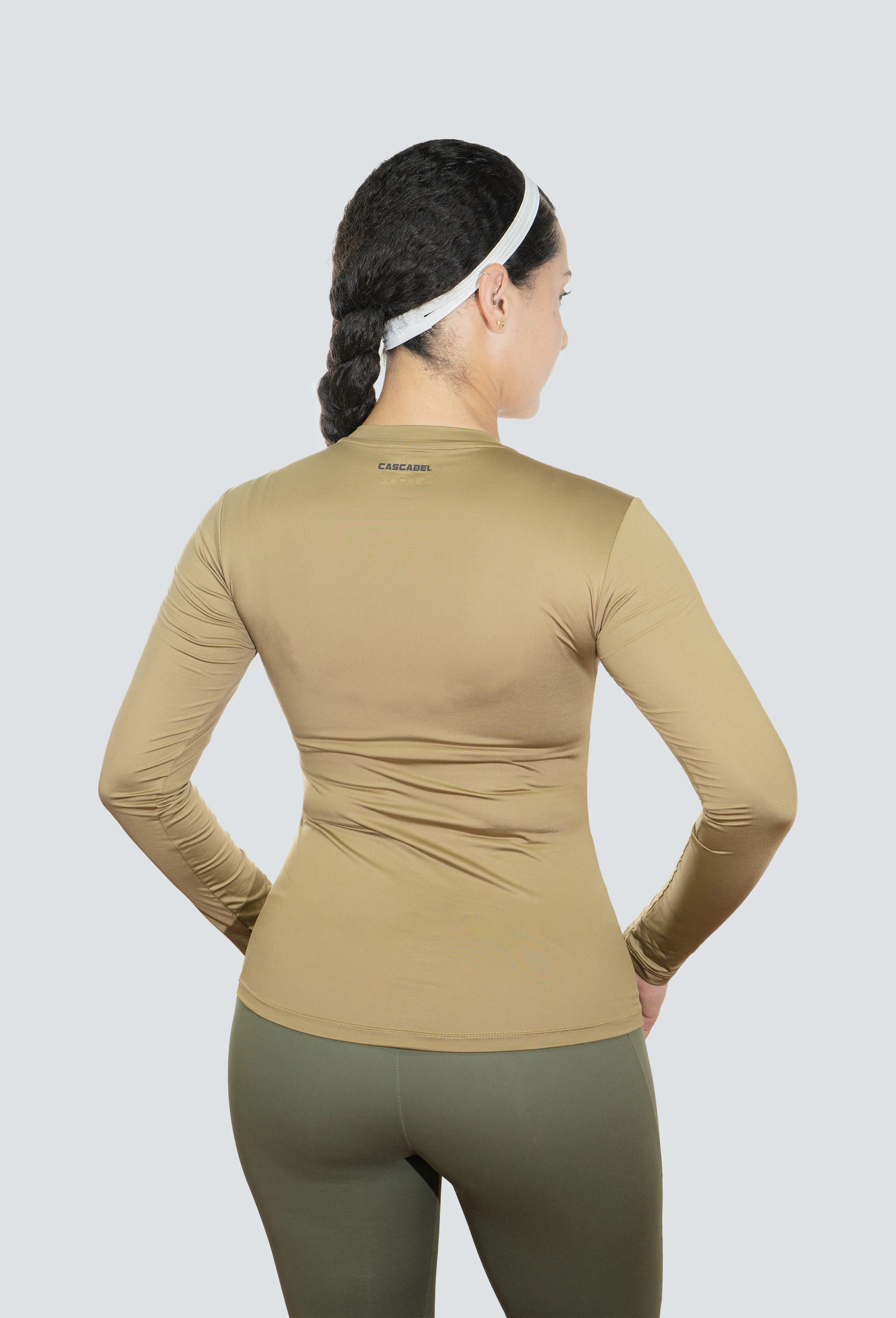Jersey cuello redondo ocre fondo entero
