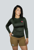 Jersey cuello redondo verde militar oscuro fondo entero