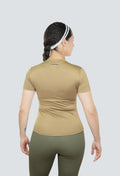 Camiseta en licra ocre fondo entero