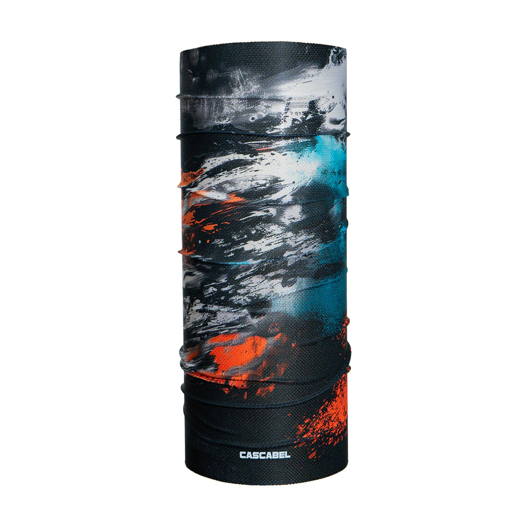 Proteccion facial balaclava cammo mancha azul naranja negro