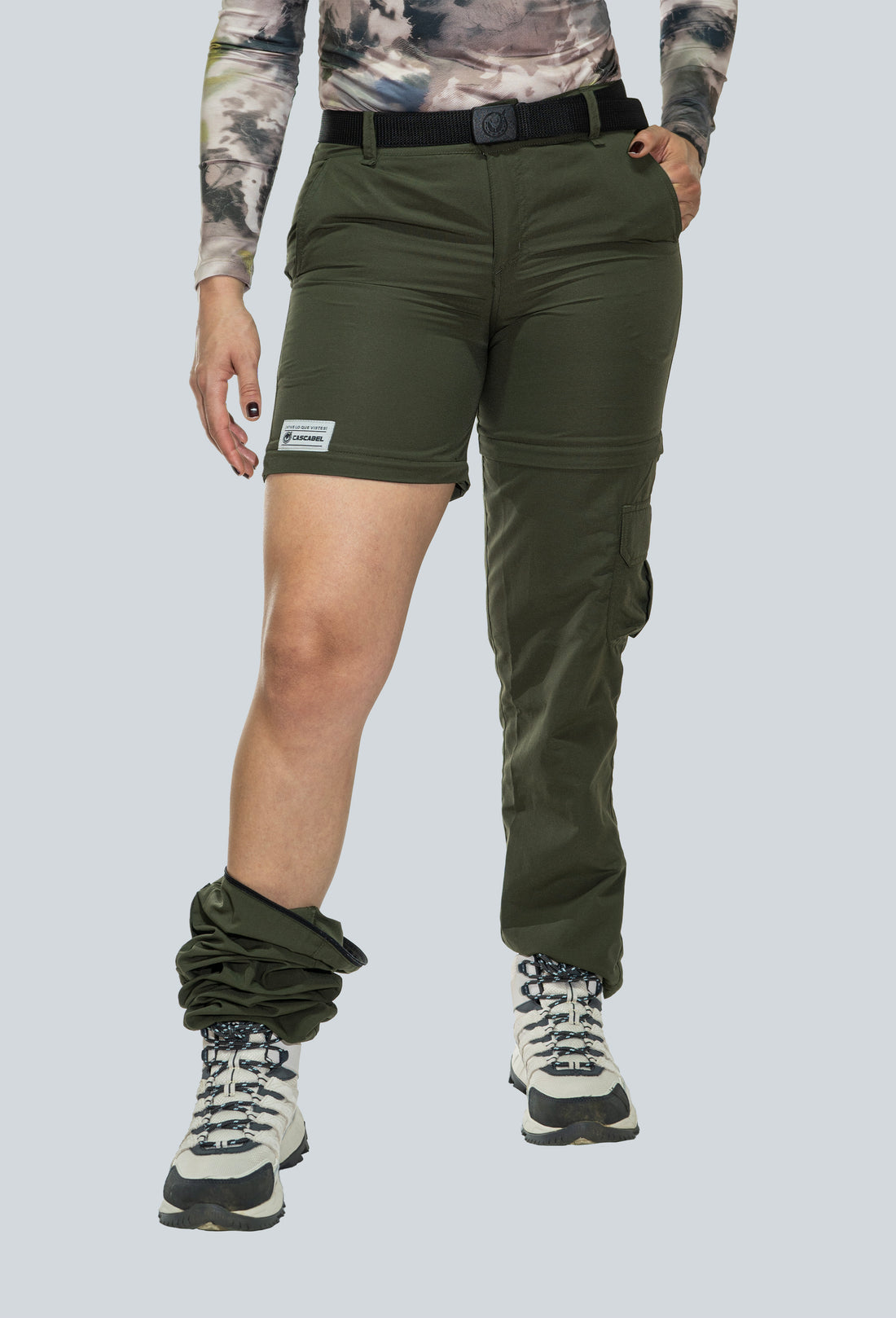 Pantalón convertible outdoor verde militar fondo entero