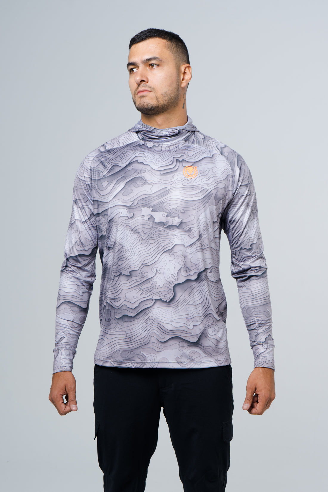 Jersey capucha cammo topografico gris