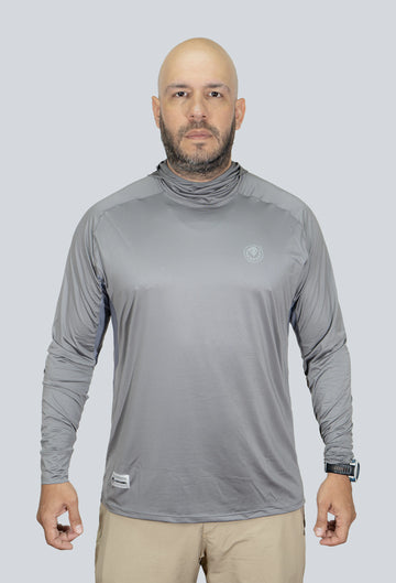 Jersey capucha gris claro fondo entero