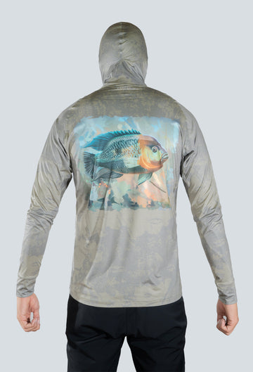 JERSEY CAPUCHA ILUSTRACIÓN MOJARRA TEXTURA VERDE OLIVA 8052