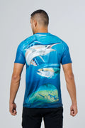 Camiseta en licra manga confort mixto atún marlín dorado