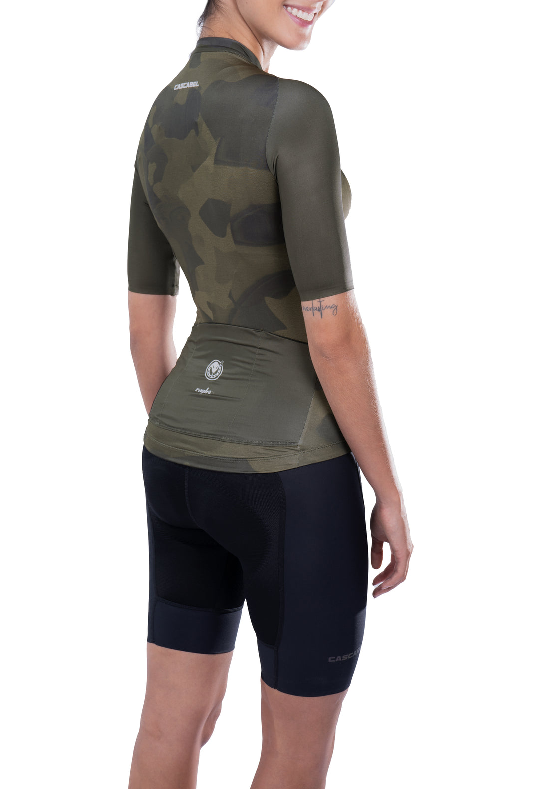 JERSEY DE CICLISMO DAMA CAMMO NEBULOSO OCRE OSCURO NEGRO 9001