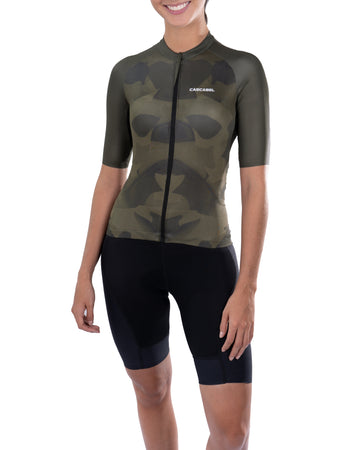 JERSEY DE CICLISMO DAMA CAMMO NEBULOSO OCRE OSCURO NEGRO 9001