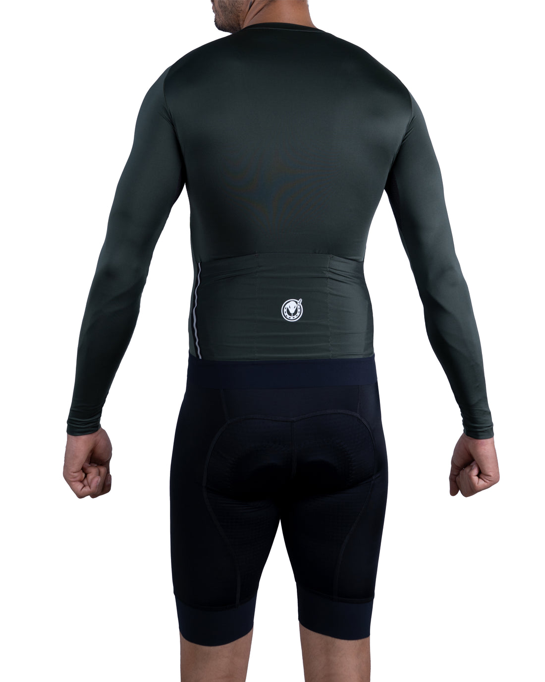 JERSEY MANGA LARGA CICLISMO HOMBRE VERDE OSCURO FONDO ENTERO 9004