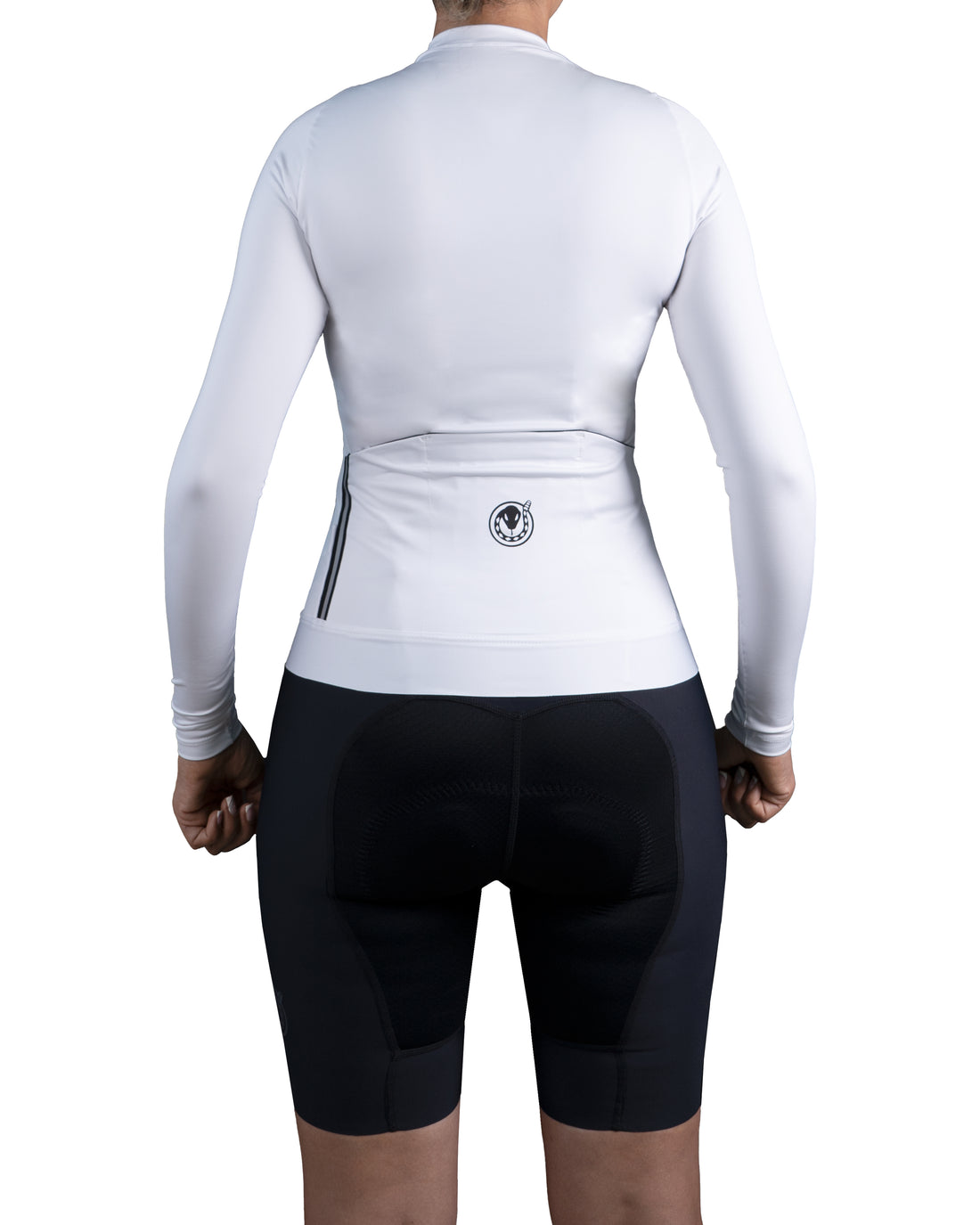 JERSEY MANGA LARGA CICLISMO DAMA BLANCO OPTICO FONDO ENTERO 9003