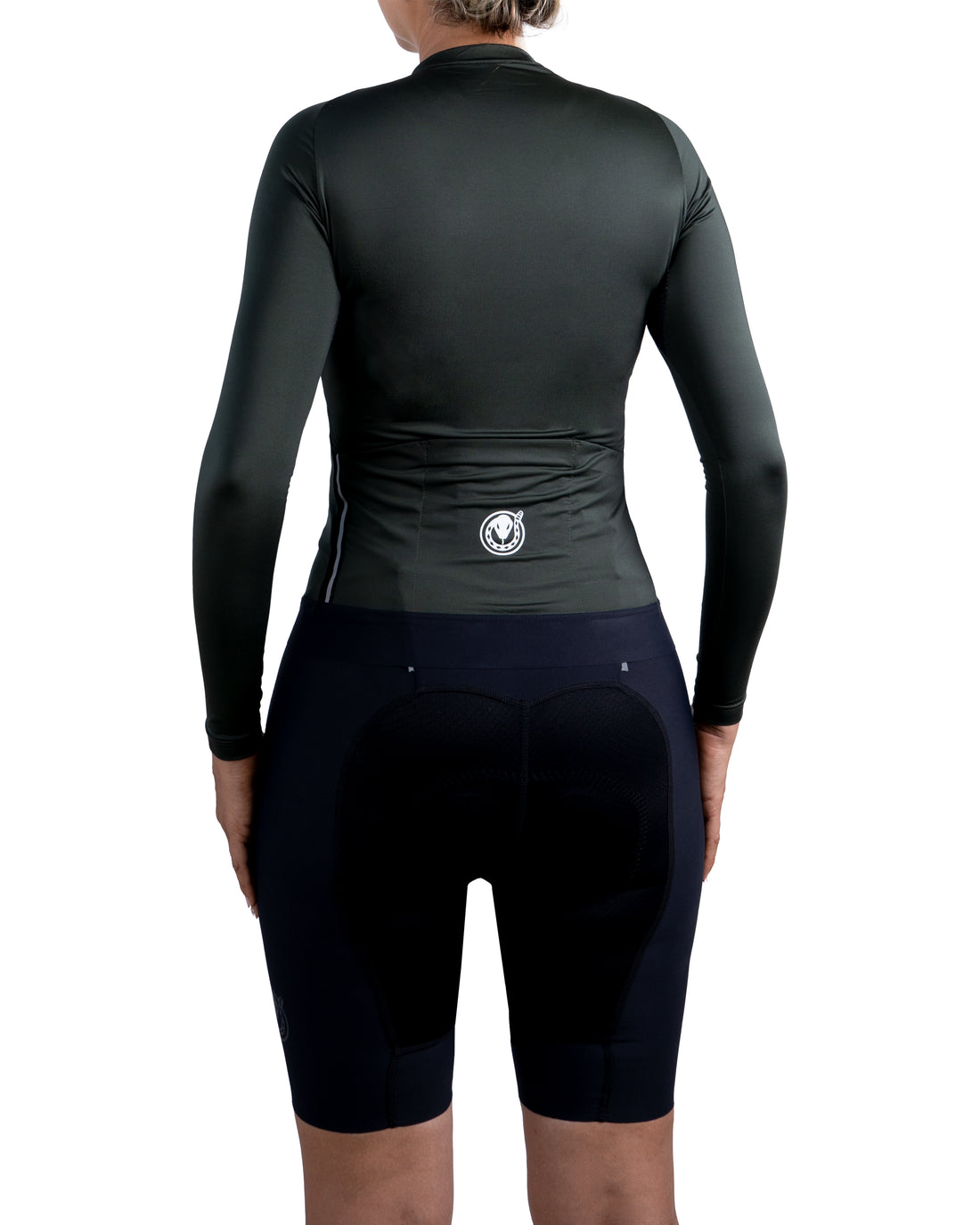 JERSEY MANGA LARGA CICLISMO DAMA VERDE OSCURO FONDO ENTERO 9003