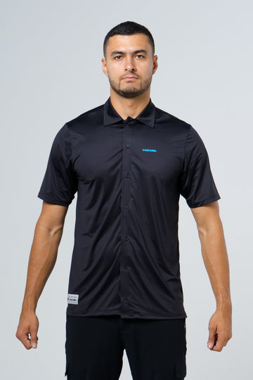 CAMISA EN LICRA MANGA CORTA NEGRO FONDO ENTERO 9506