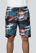 Pantaloneta licrada cierre bolsillos cammo mancha azul naranja negro