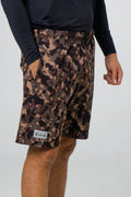 Pantaloneta licrada cierre bolsillos militar cammo beige cafe oscuro