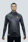 Jersey tecnico UV con proteccion facial integrada cammo militar black tex