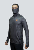 Jersey tecnico UV con proteccion facial integrada cammo militar black tex