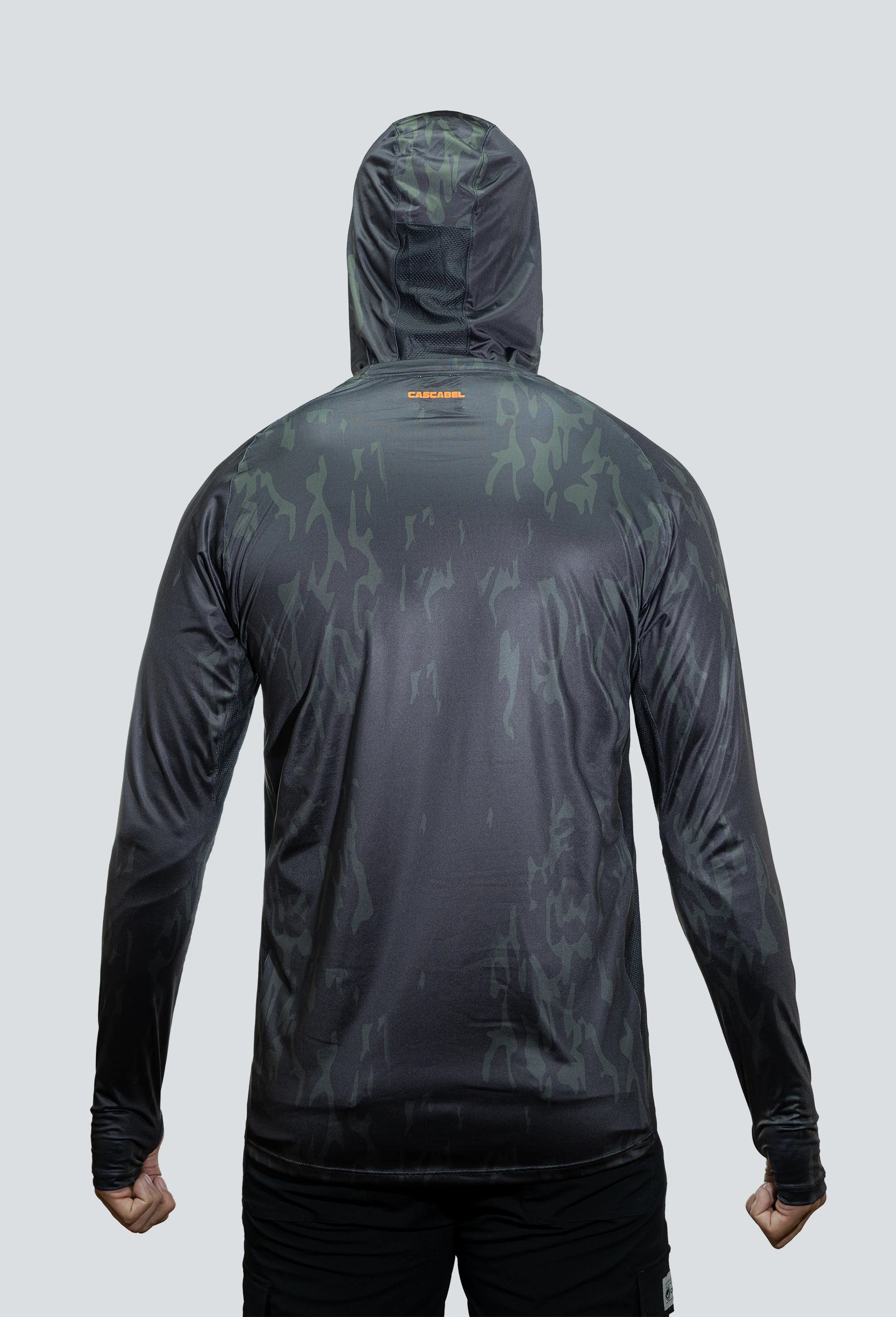 Jersey tecnico UV con proteccion facial integrada cammo militar black tex