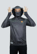 Jersey tecnico UV con proteccion facial integrada cammo militar black tex
