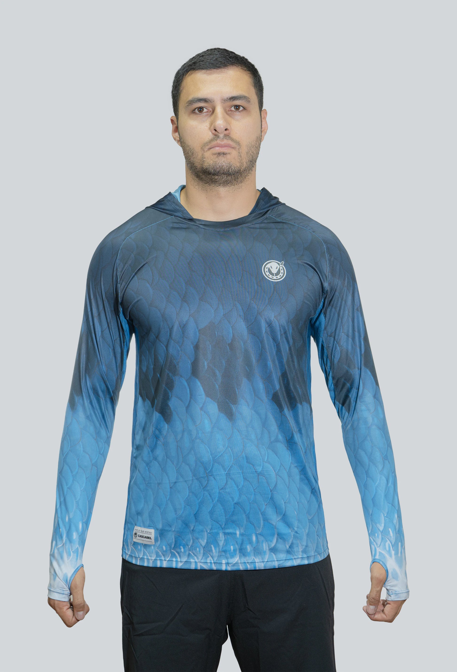 Jersey capucha amplia bass USA escama azul