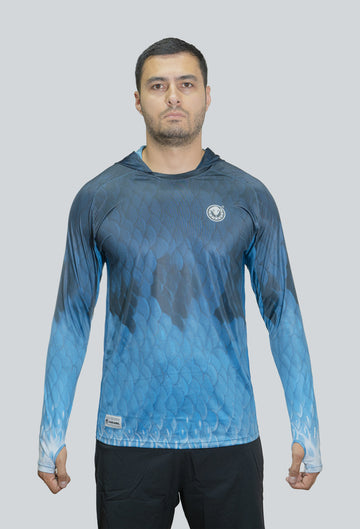 Jersey capucha amplia bass USA escama azul