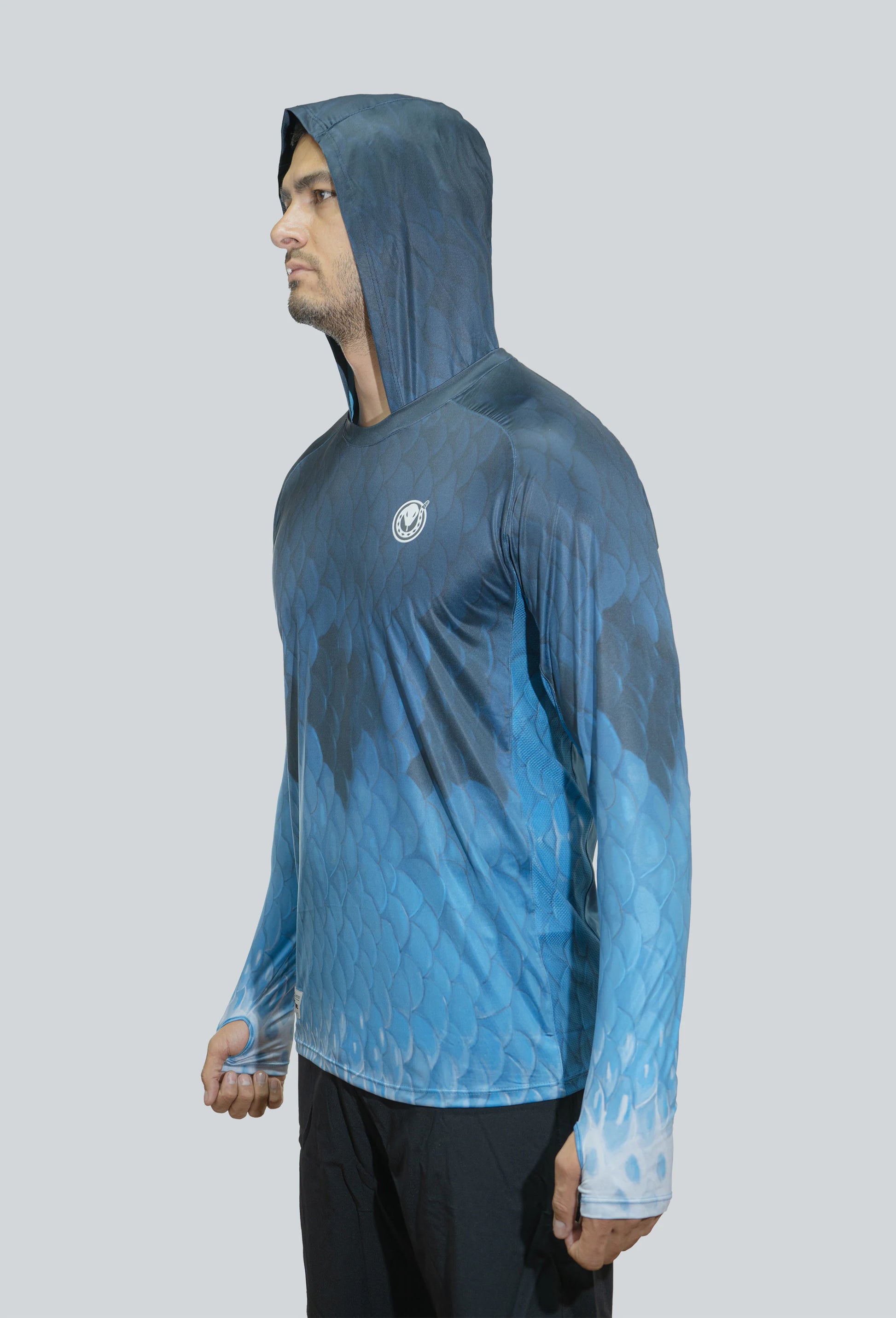 Jersey capucha amplia bass USA escama azul