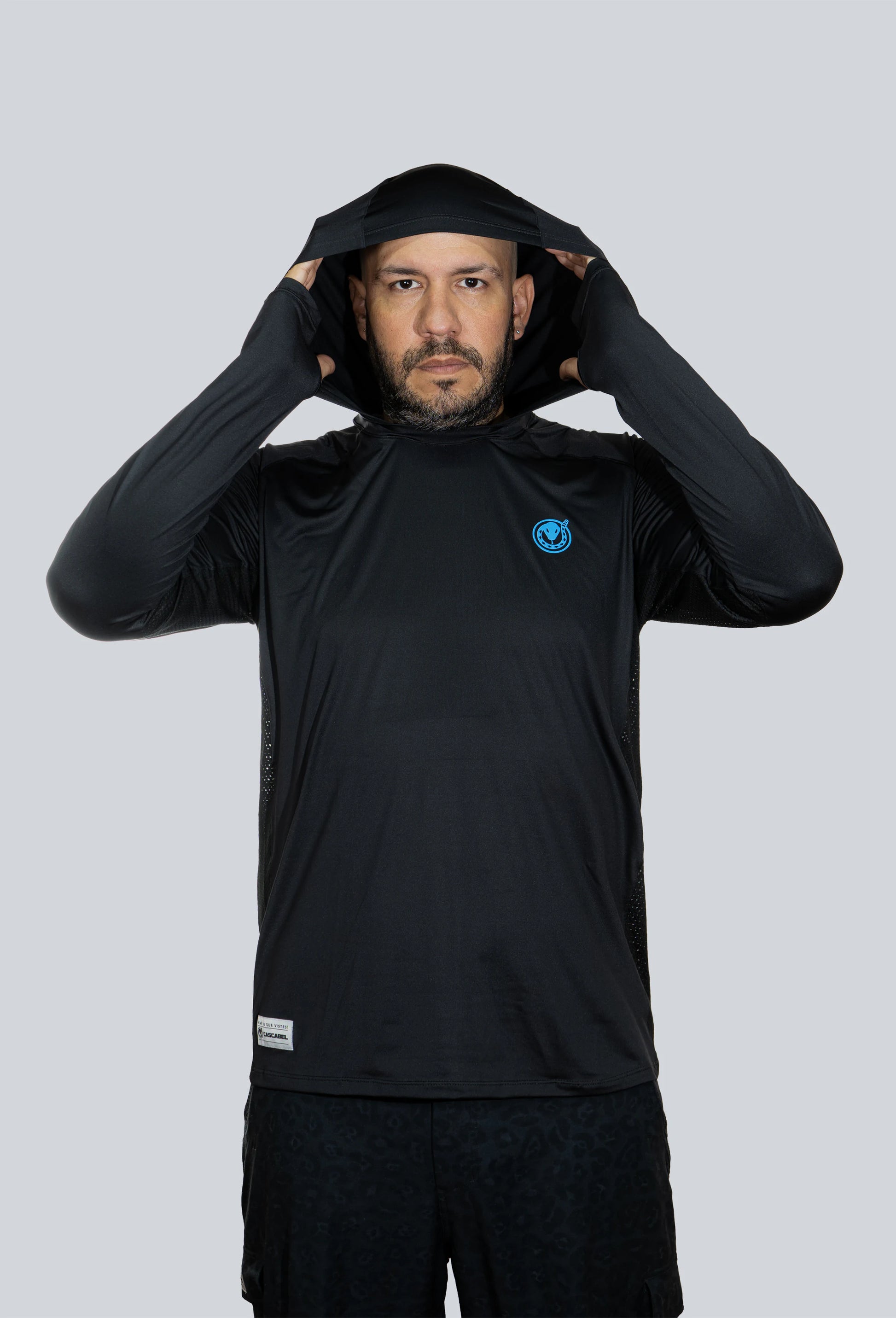 Jersey capucha amplia negro fondo entero