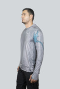 Jersey capucha amplia tucunare mapa Topocoro fondo gris