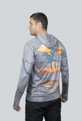 Jersey capucha amplia tucunare mapa Topocoro fondo gris