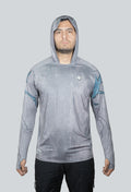 Jersey capucha amplia tucunare mapa Topocoro fondo gris