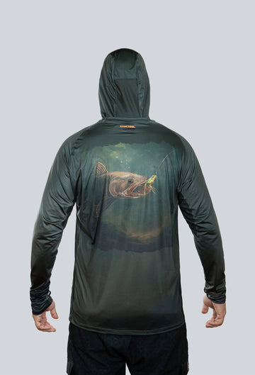 Jersey capucha amplia tararira señuelo rana verde oscuro