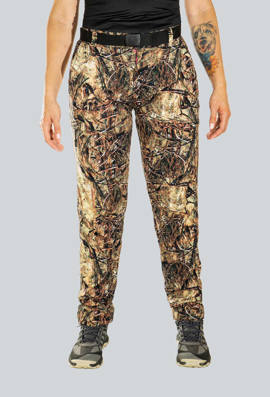 Pantalón licrado dama con cierres cammo summer brown