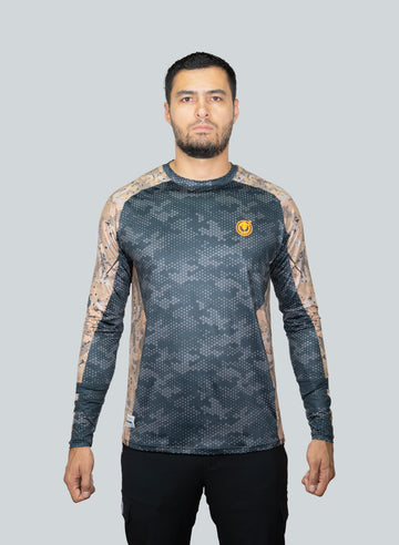 Jersey cuello redondo cammo furtivo beige
