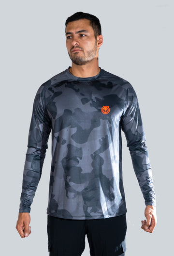 Jersey cuello redondo cammo gris negro