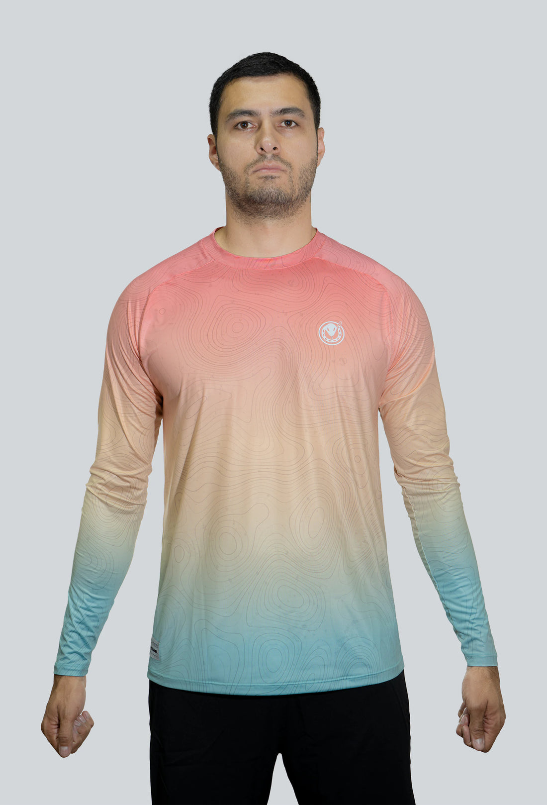 Jersey cuello redondo degrade pastel linea topografico