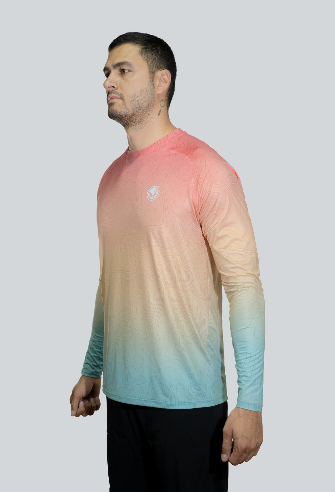 Jersey cuello redondo degrade pastel linea topografico