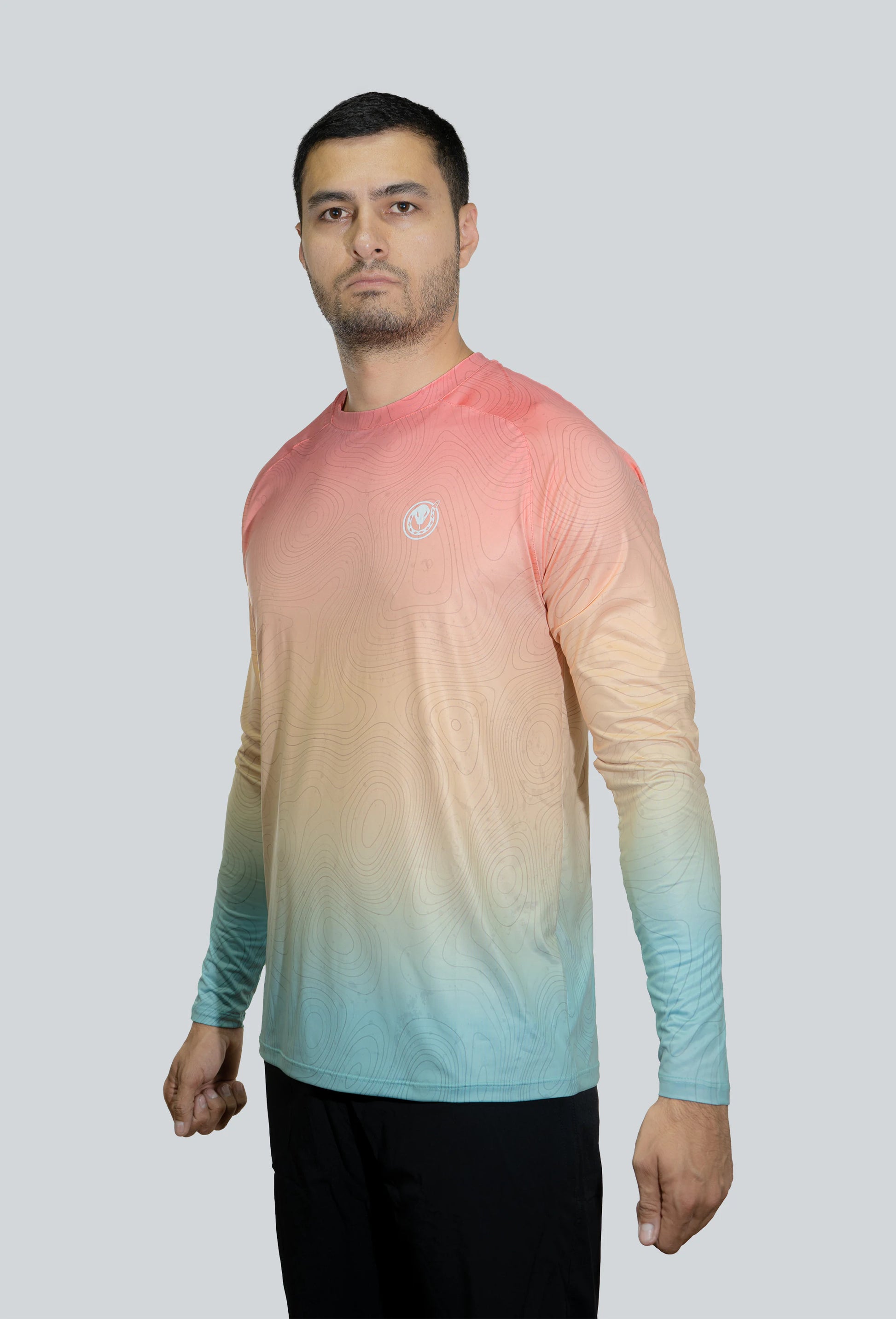 Jersey cuello redondo degrade pastel linea topografico