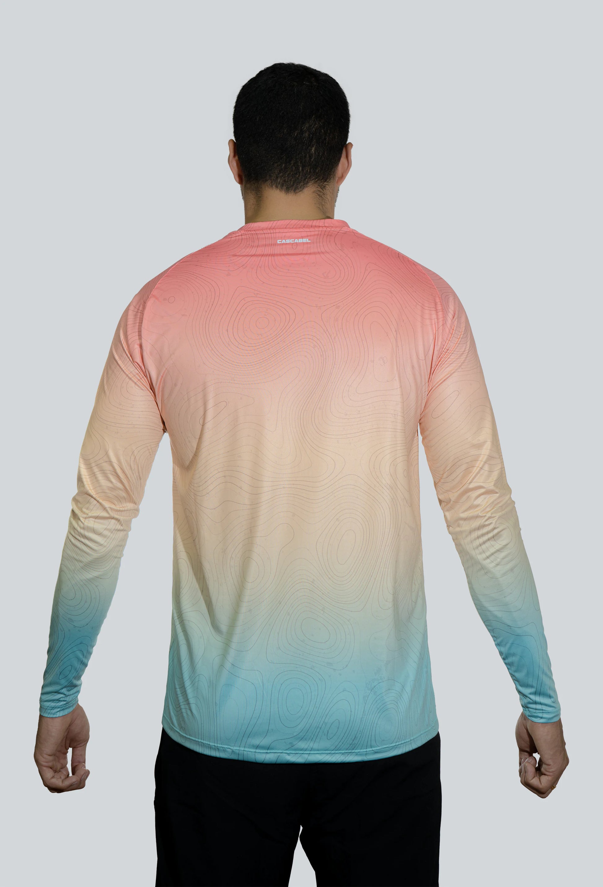 Jersey cuello redondo degrade pastel linea topografico