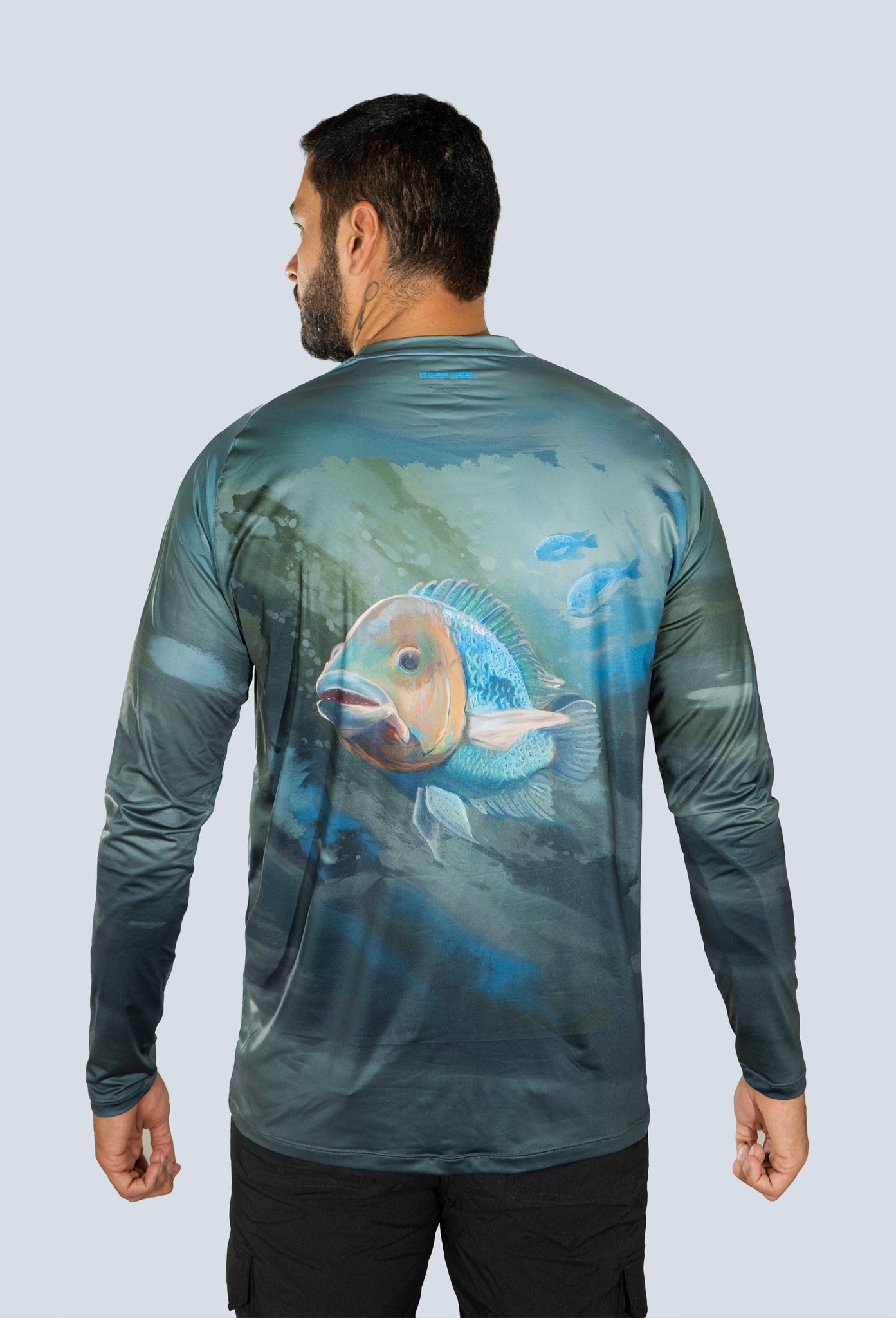 JERSEY CUELLO REDONDO MOJARRA AZUL FONDO GRIS 9600