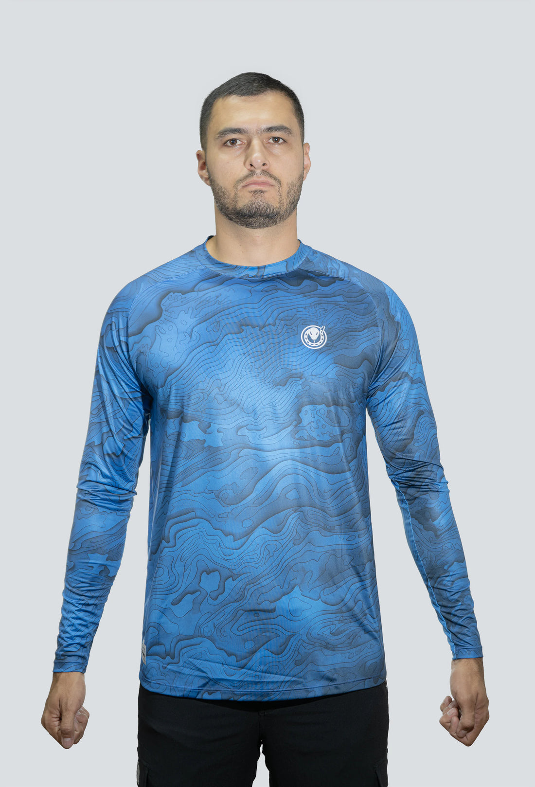Jersey cuello redondo textura relieve azul rey