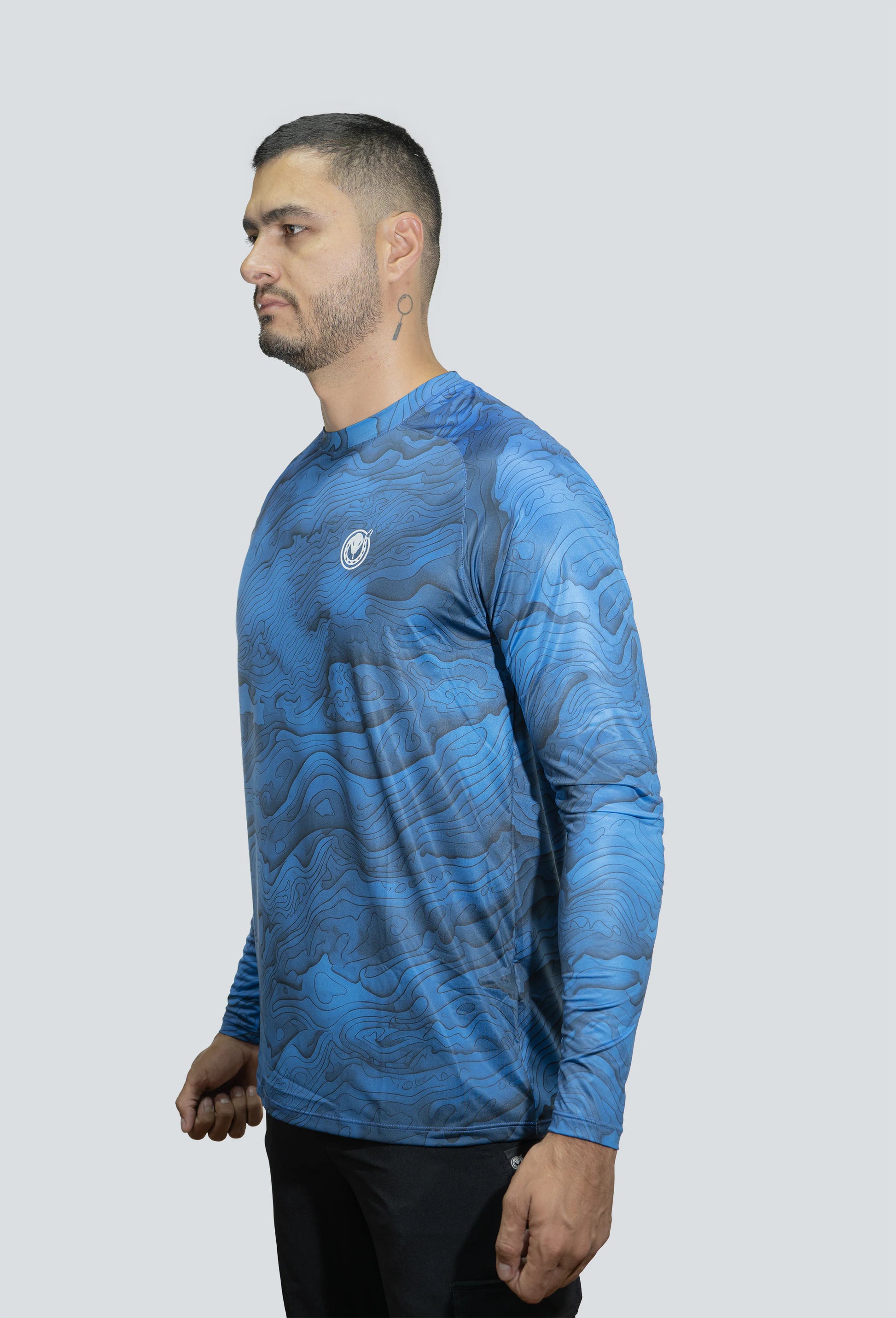 Jersey cuello redondo textura relieve azul rey