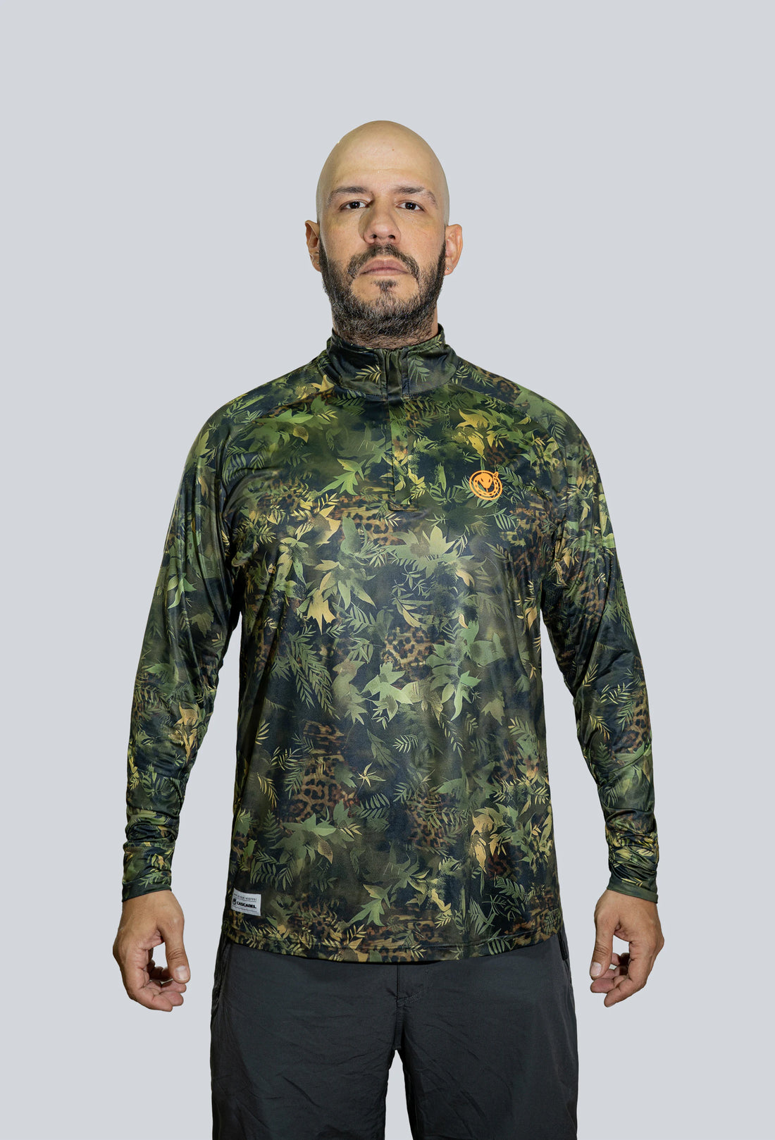 Jersey cuello tortuga manga ranglan cammo arbóreo jaguar