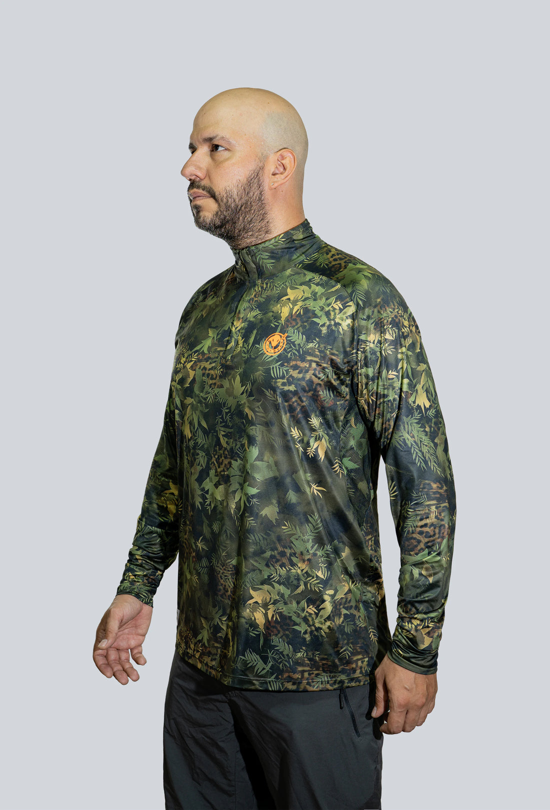Jersey cuello tortuga manga ranglan cammo arbóreo jaguar