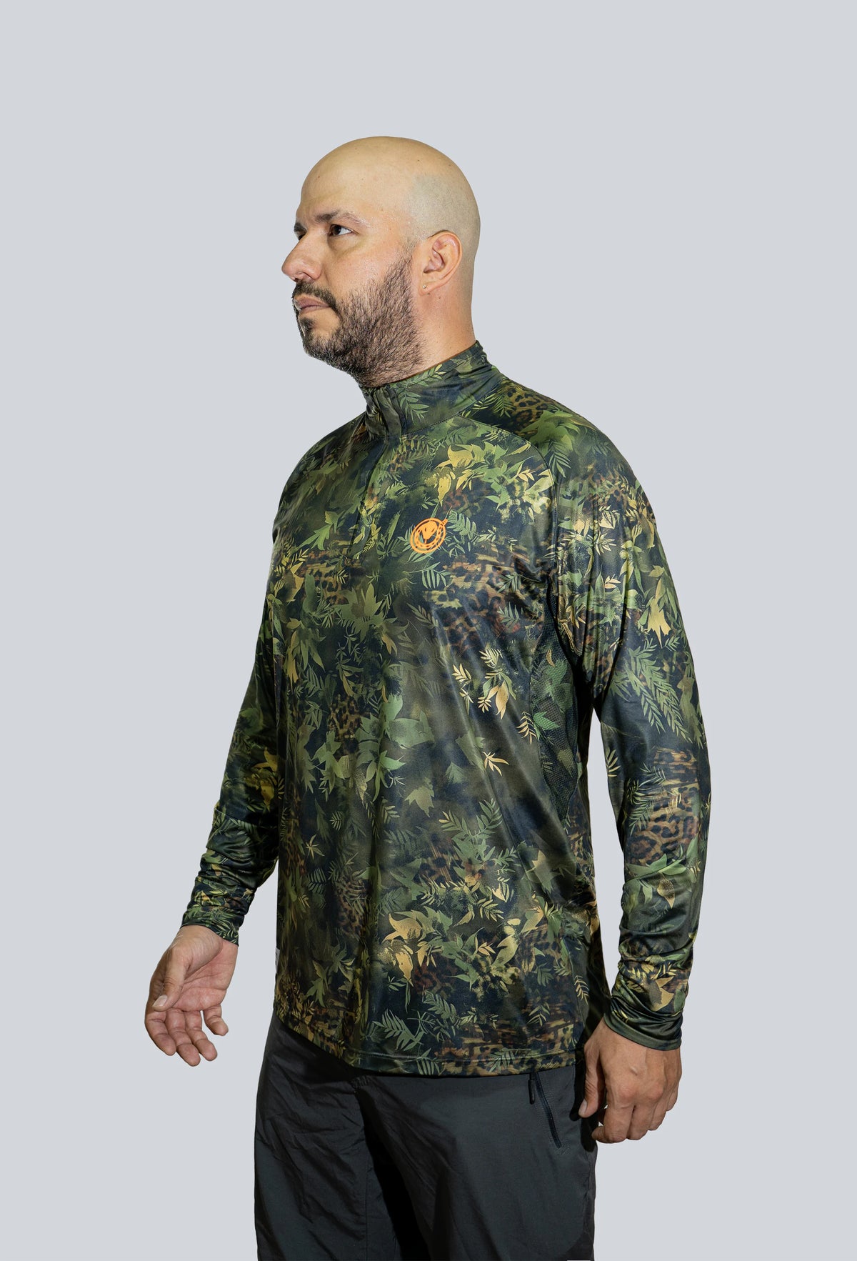 Jersey cuello tortuga manga ranglan cammo arbóreo jaguar