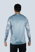 jersey cuello redondo camuflado gris azul lineas